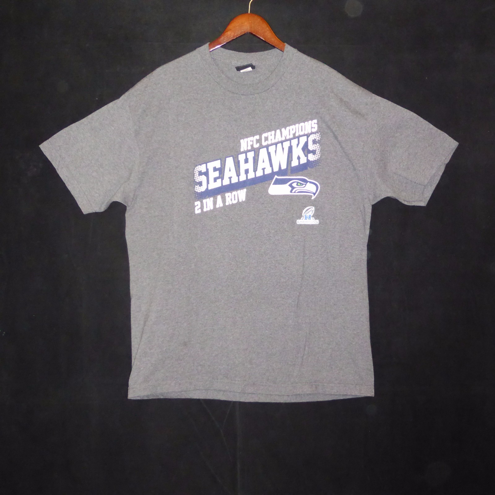 Maglietta NFL Seattle Seahawks NFC Champions 2 in una fila grigia da uomo extra large