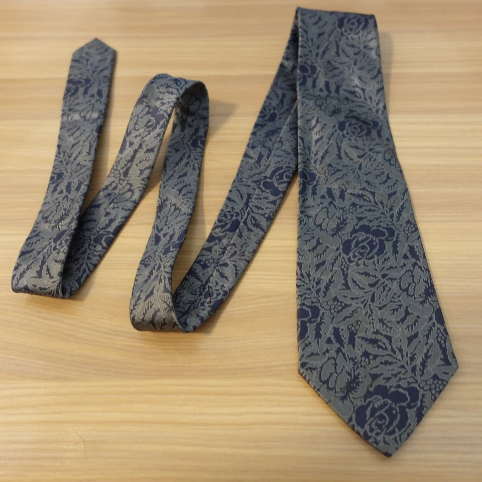 Corbata Jacquard Seda Cuello Para Hombre Azul Floral Art Nouveau Botánica MR YORK Japón ARA Foto 3 de 4