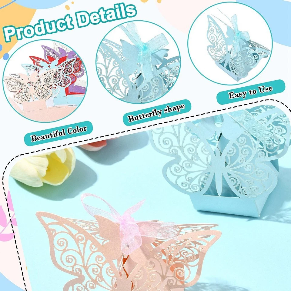 30x Cajas de Embalaje de Regalo de Caramelos de Papel Mariposa Caja de Almacenamiento Plegable Foto 3 de 4