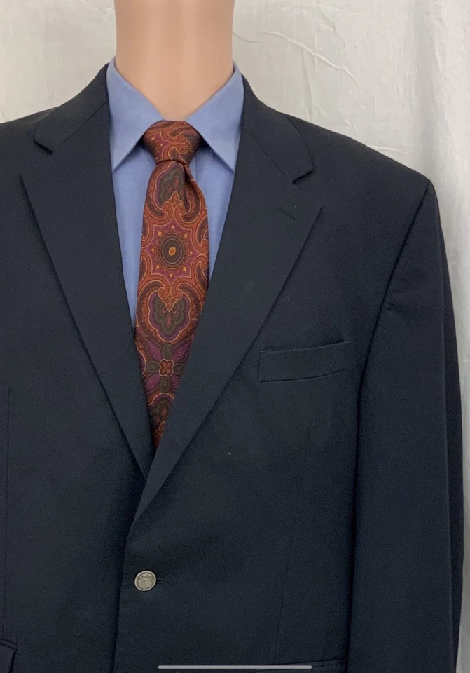 Blazer Michael Kors 44L azul 100% lã 44 L botões dourados feitos na Índia YGI Y1-828 - Imagem 3 de 4