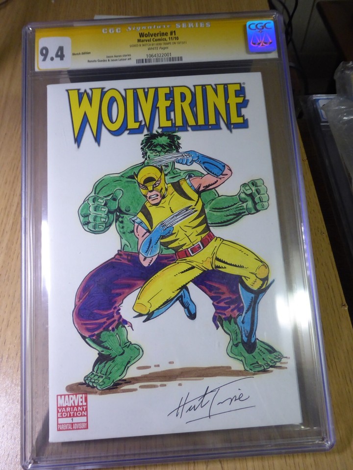 herb trimpe sketch of wolverine & hulk cgc marvel comics hulk 181 Comic Art