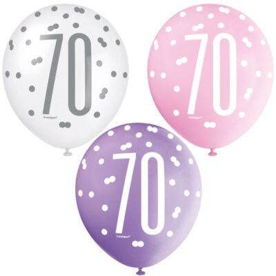 Florsol 4 M Wimpelkette '70' – Pink-Silber-Schwarz, Glitzer-Deko Zum 70. Geburtstag