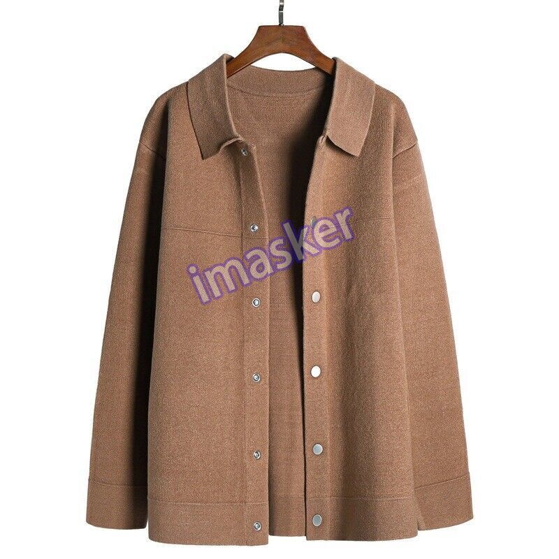 Men's Solid Color Cardigan Sweater Fashion Casual Loose Coats Outdoor Jacket