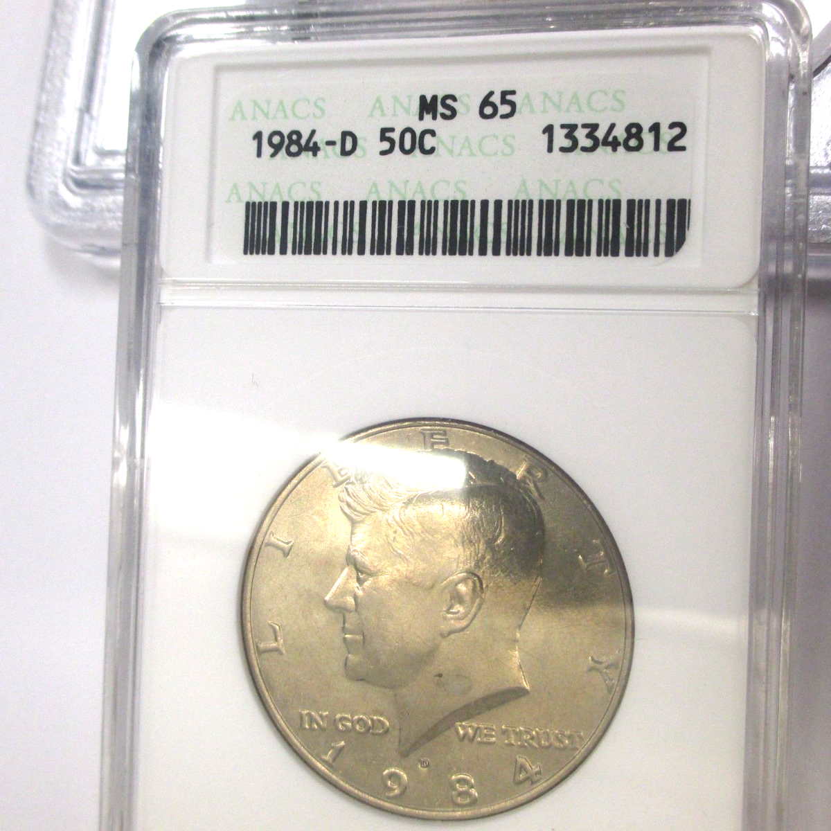 1984-D Kennedy 50c ANACS **MS65** UNTONED Old White Holder | eBay