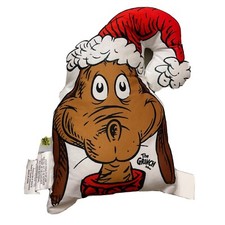 Max Dog w/ Hat Dr Seuss Grinch Christmas Holiday Head Shaped Throw 16" Pillow