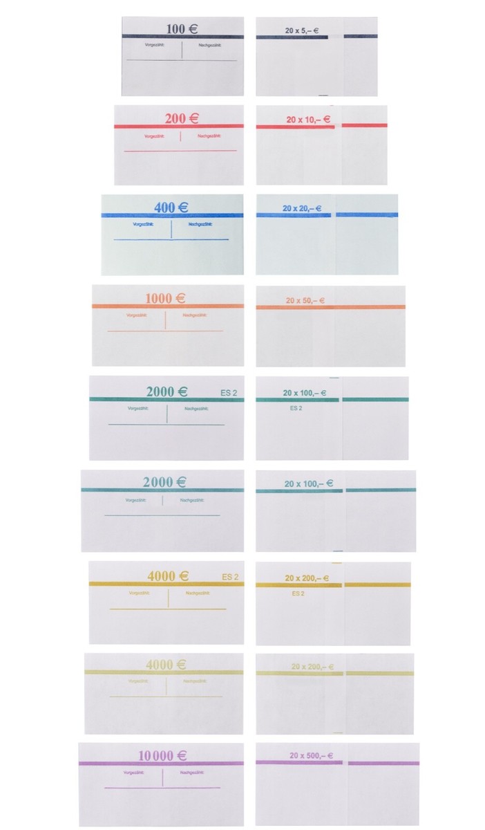 1000 Stück Geldbanderolen - Für 20 X 50€ Scheine In Orange