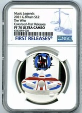 2021 UK Music Legends The Who 1oz Silver Proof Colorized £2 Coin NGC PF70UCFR CO