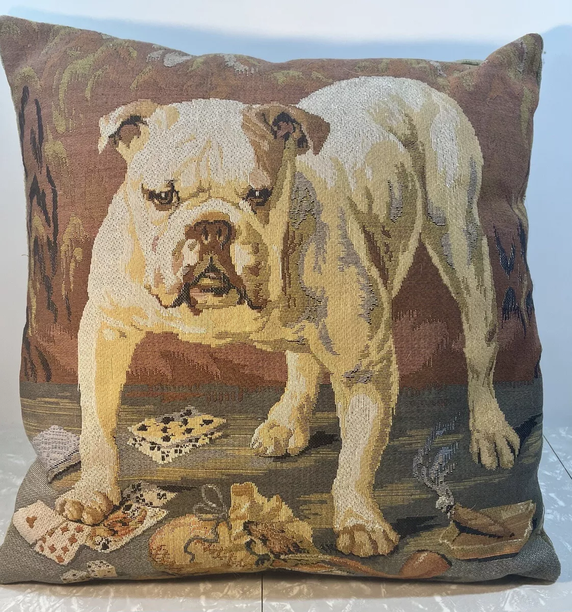 Dog Needlepoint Down Throw Pillow