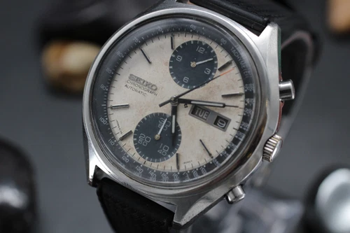 Vintage SEIKO Chronograph 6138-8020 Panda Dial Stainless Steel Men's Watch