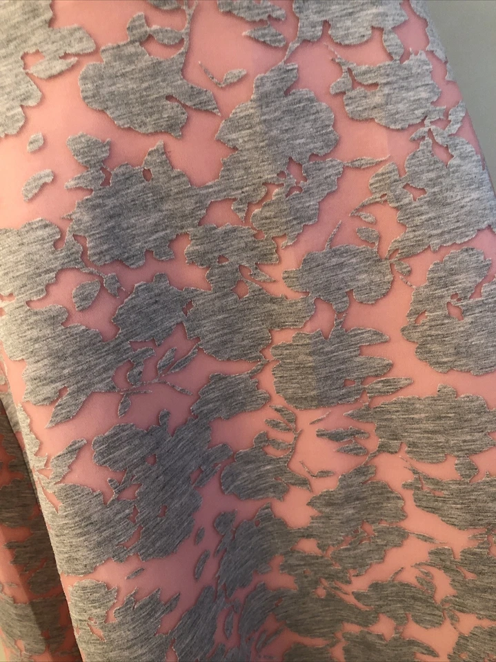 CATHERINE MALANDRINO bush pink embossed floral lace scuba swing flare skirt 8 - Image 3 of 4