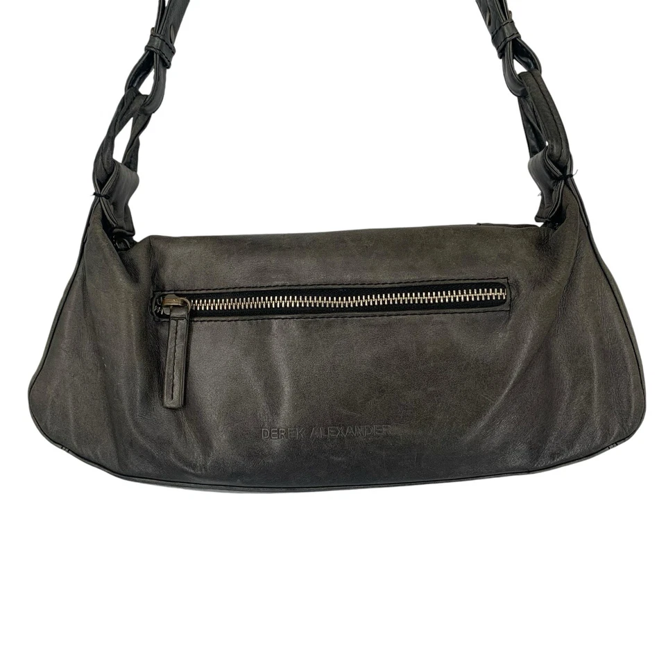 Bolso de hombro Derek Alexander de cuero verde con cierre de cremallera