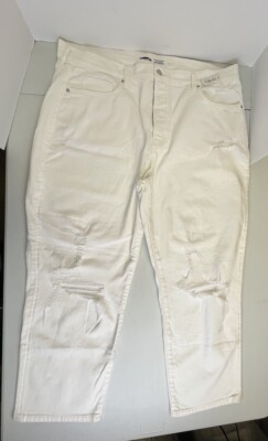 NEW Old Navy Jeans Women White 18 P Sky-Hi Straight Extra High Rise Secret Slim