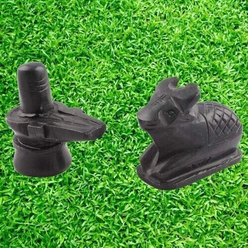 Piedra religiosa Shivling y Nandi Ji (negro, pequeño) Shivratri Señor Shiva Puja - Imagen 5 de 5