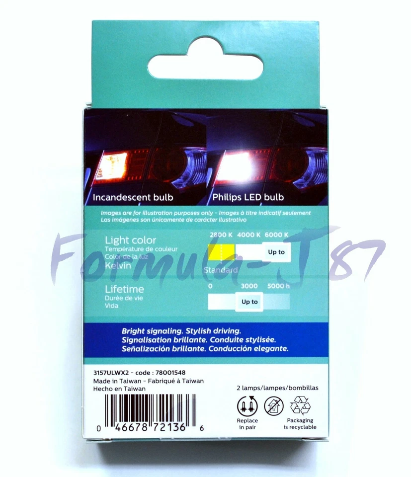 Philips Ultinon LED Light 3157 White 6000K Two Bulbs Front Turn Signal Lamp Fit - Image 4 of 4