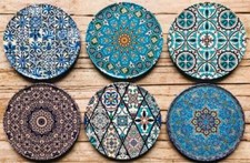 Image of Drink Coasters Set Of 6 Turkish Persian Moroccan Mandala Tea Coffee Cup Mat Gift