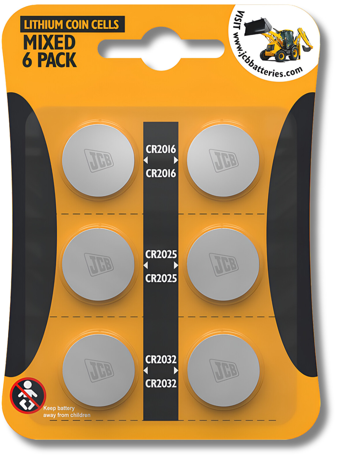 6x JCB CR2016 CR2025 CR2032 Batteries 3V Lithium Coin Cell *EXPIRY 04/2034*