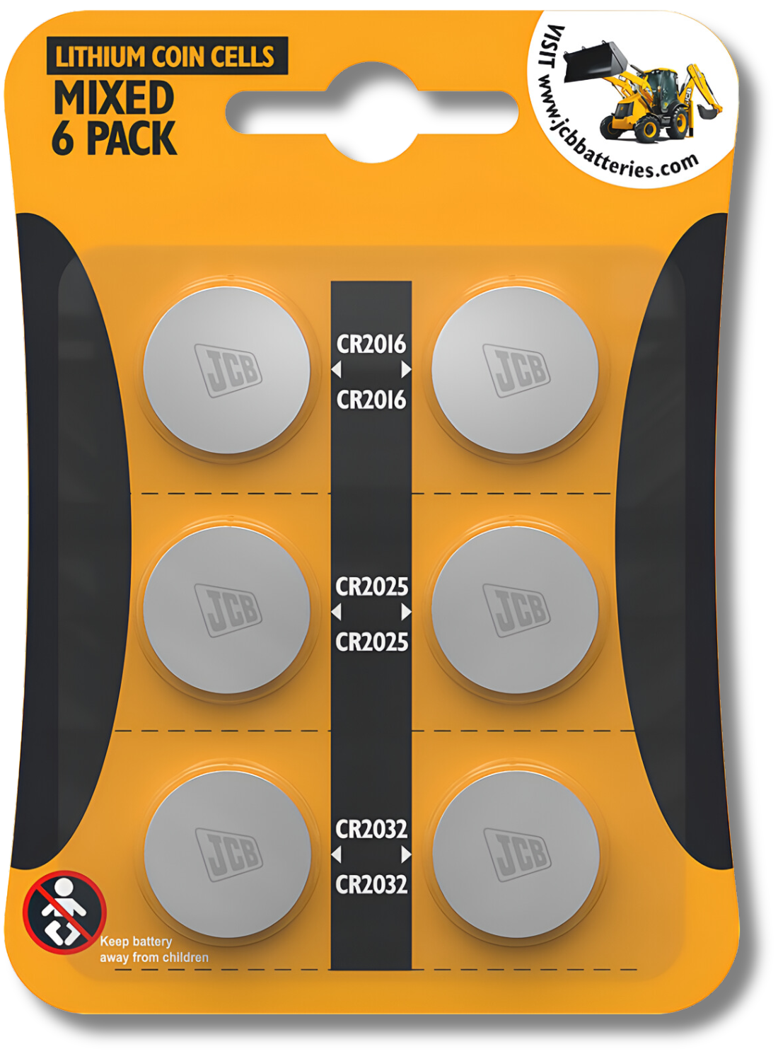 6x JCB CR2016 CR2025 CR2032 Batteries 3V Lithium Coin Cell *EXPIRY 04/2034*