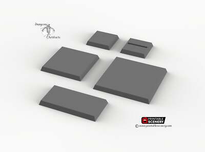 Square and Rectangular Bases for Miniatures - Minis Monsters Soldiers D&D DnD