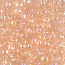 2132, Trans Light PEACH AB, 10g, 4mm Magatama, drop/fringe beads, m-9 