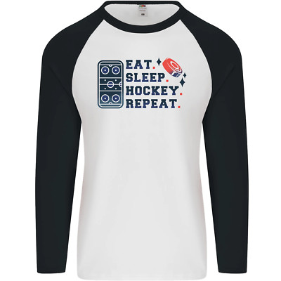 Eat Sleep Hockey Repeat Eis Street Herren L/S Baseball Maglietta