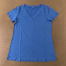 Women's Size Small Blue Short Sleeve V Neck Tee New