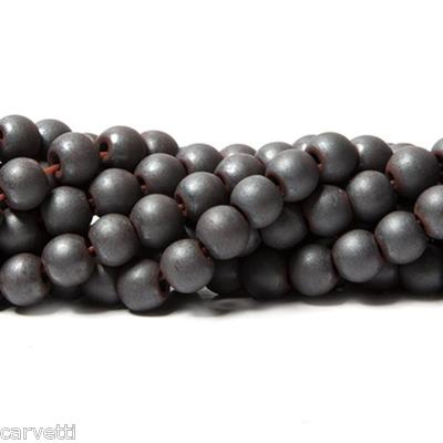 6mm Frosted Matte Hematite Round Beads (60+ beads per strand)