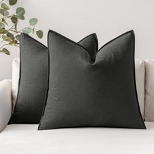 Pack of 2 Dark Gray Pillow Covers 24x24 Inch Decorative Couch Throw Pillow Co...