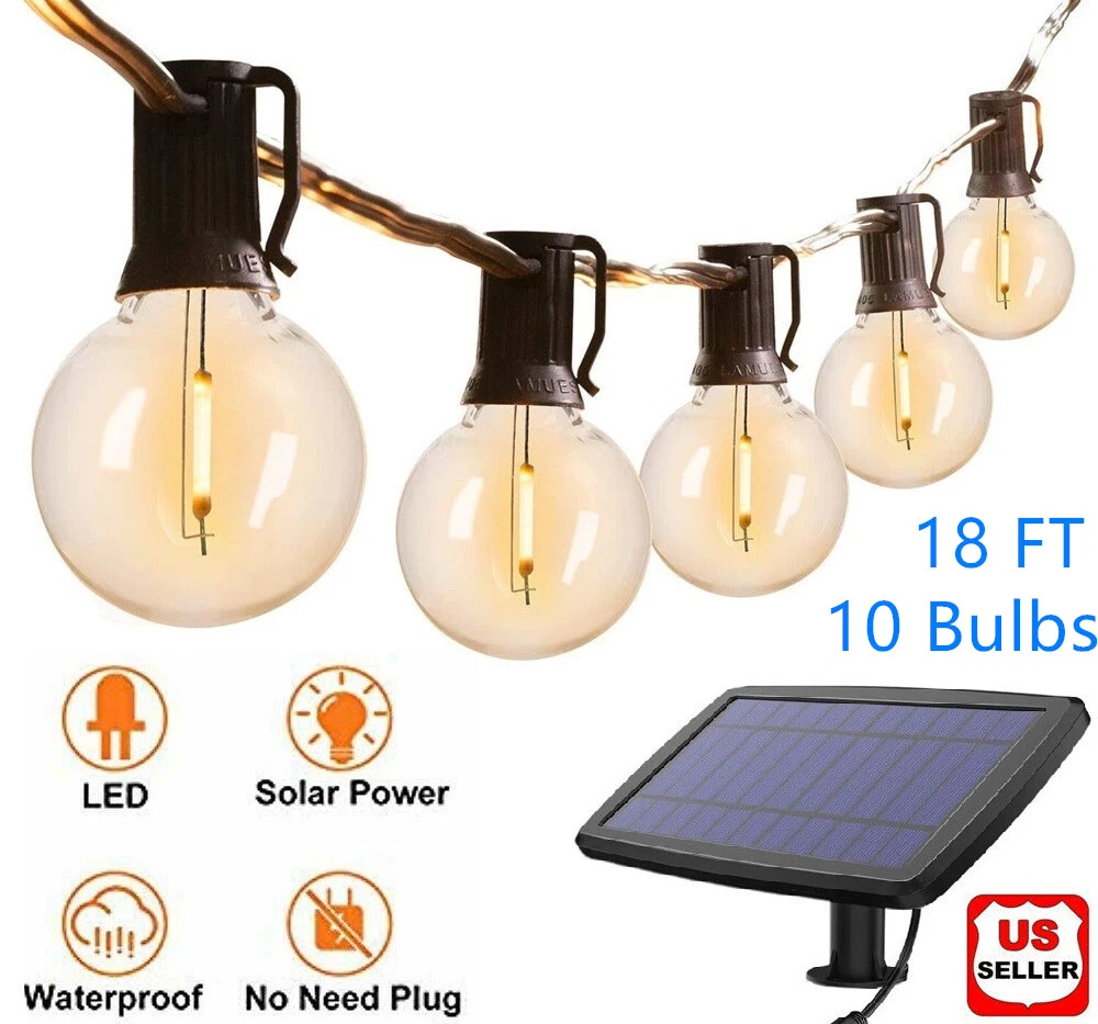 G40 Solar Powered 18ft Outdoor Patio Globe String Lights Bistro Yard Decoration
Opens in a new windo