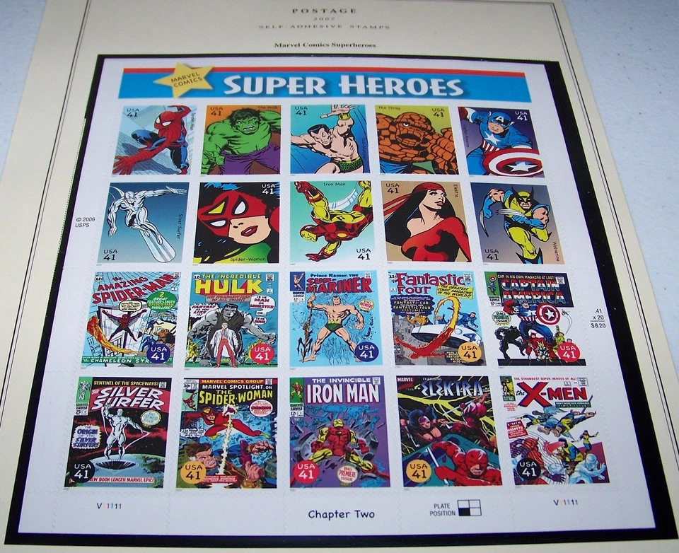 2006 USPS 4159 Marvel Comics Super Heroes Chapter 2 41c Stamp Sheet (20) - Image 2 of 2