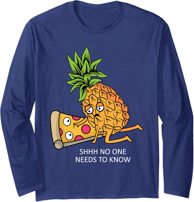 Pineapple Belongs On Pizza Lover Funny Food Pun Long Sleeve Tshirt