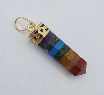 7 CHAKRA Natural Gemstone Layered Pendulum Pendant Crystal Healing