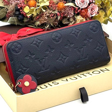Louis Vuitton Monogram Empreinte Clemence Flower Long Wallet Navy M68325 fashion