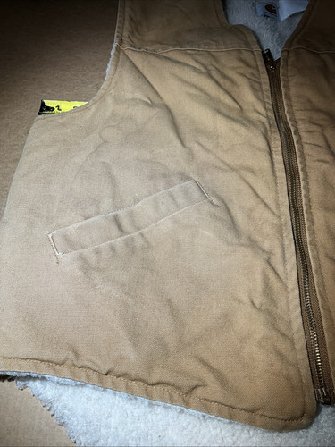 Vintage Carhartt Duck Sherpa Lined Zip Vest Made In USA Size Is A Guess XL? Read - Picture 2 of 24
