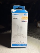 Anker - 60 W Max Braided USB-C to USB-C Cable - 10 ft. - White