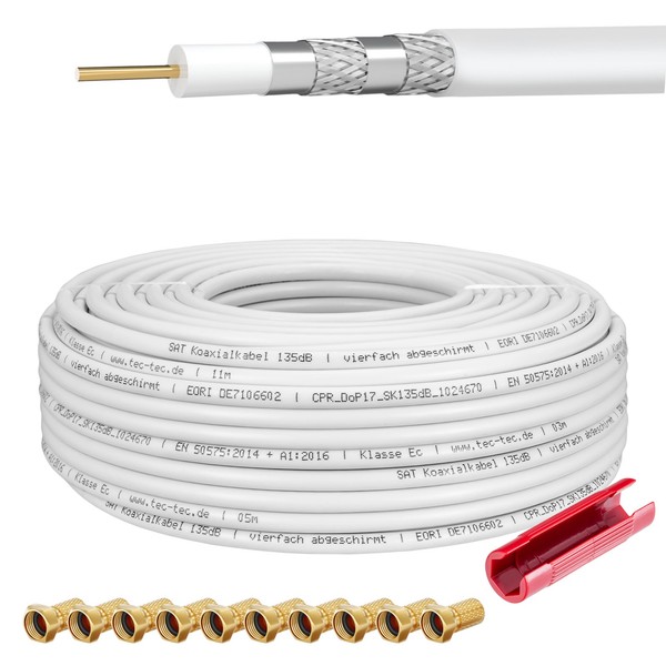 Antennenkabel Sat Koaxialkabel Kabel 4 Fach 135Db Koax Tv Stecker Full Hdtv 4K-image