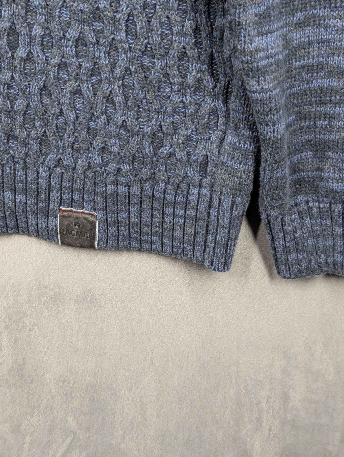 Ragman Cable Knit Jumper Sweater Size Medium Made In Peru 100% Cotton Blue image 3