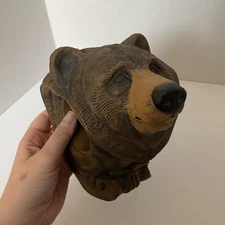 Telle M Stein Brown Bear Drapery Bracket Curtin Rod Holder 2001 Folk Art Decor