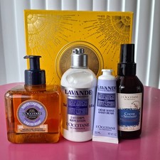 L'Occitane Lavender Gift Set Liquid Soap Body Lotion Hand Cream Pillow Mist 4pc