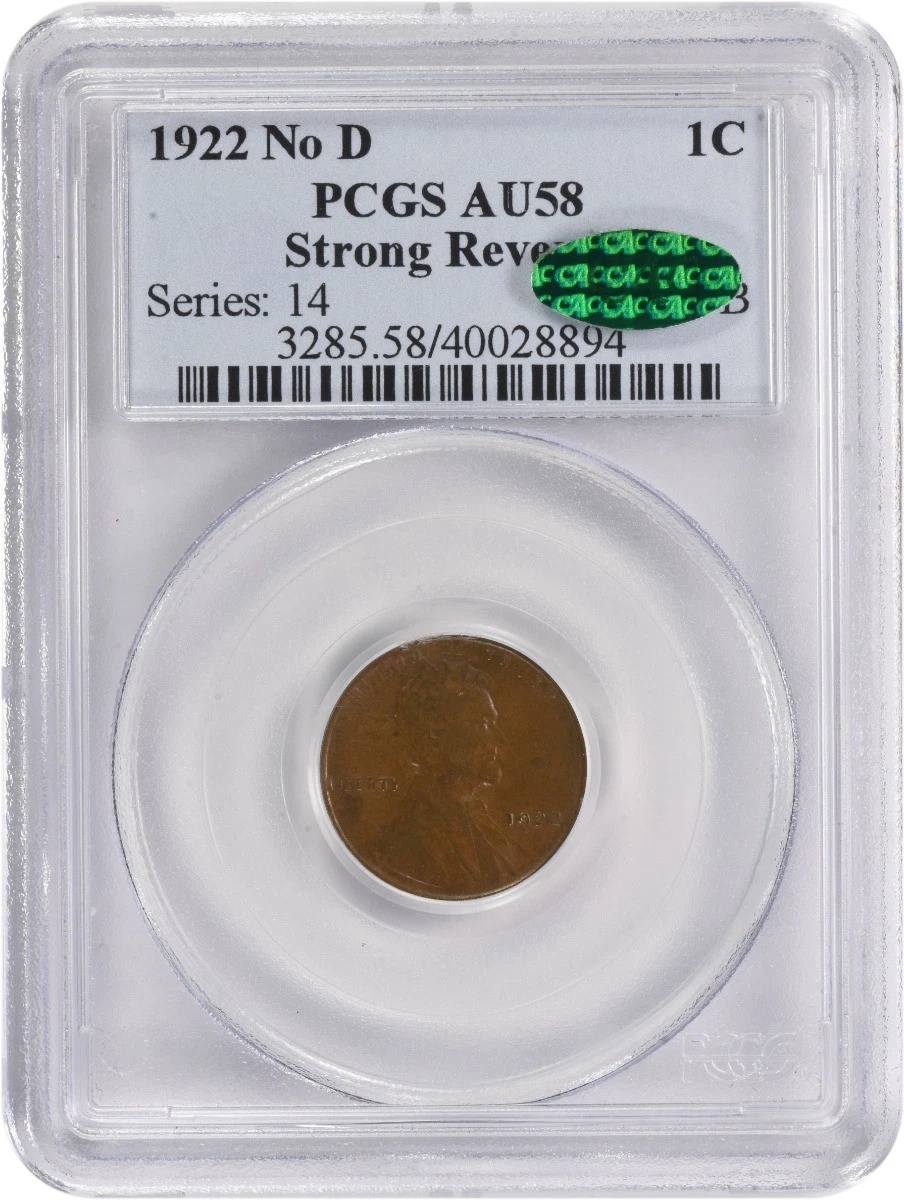 1922-PL Lincoln Cent Strong Reverse No D AU58 PCGS (CAC)