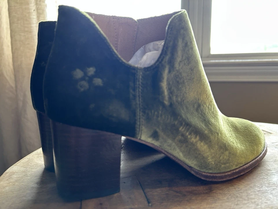 Botines Anthropologie Patricia Nash Terciopelo Corte Lateral Talla 8 Verde Foto 4 de 4