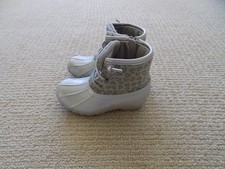 LITTLE KIDS TODDLER SPERRY TOP-SIDER SALTWATER RAIN BOOTS SILVER GREY LEOPARD 8M