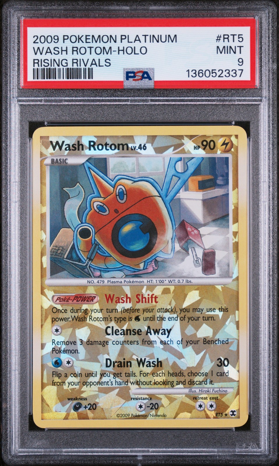 2009 POKEMON PLATINUM RISING RIVALS #RT5 WASH ROTOM-HOLO PSA 9