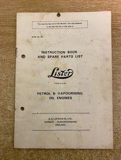 Lister Types D & DK Petrol & Vapourising Oil Engines Instruction Book No. 68