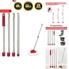 Mop Handle for Ocedar Spin Mop Flat Mop Replacement Extendable 30 58 Stainles...