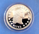 1794 Flowing Hair Silver Dollar  1 oz .999 Fine Silver Round Proof Finish