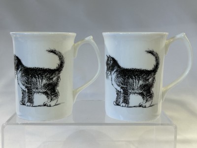 2 x Dandy Lines England von Data Fine Bone China Scared Black & White Cat Becher