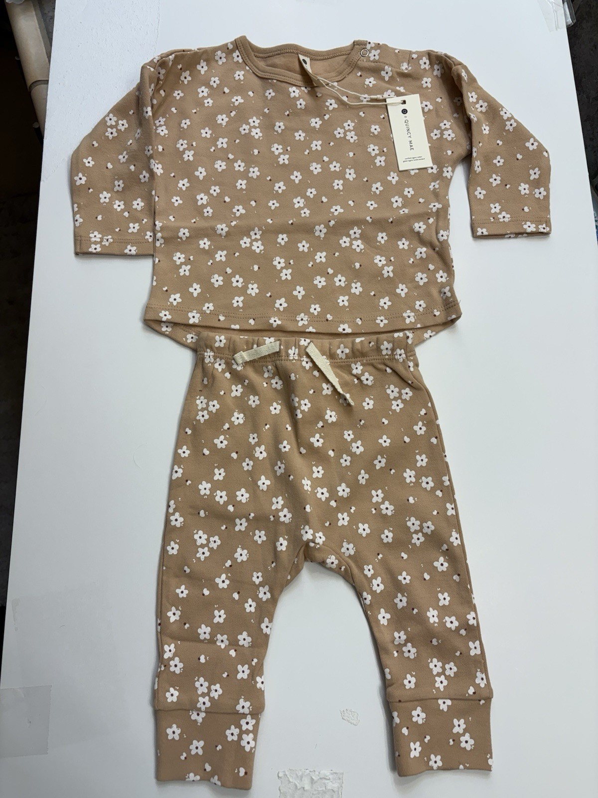 Quincy Mae Jersey Top And Pants Set Blush Floral 3-6 Months