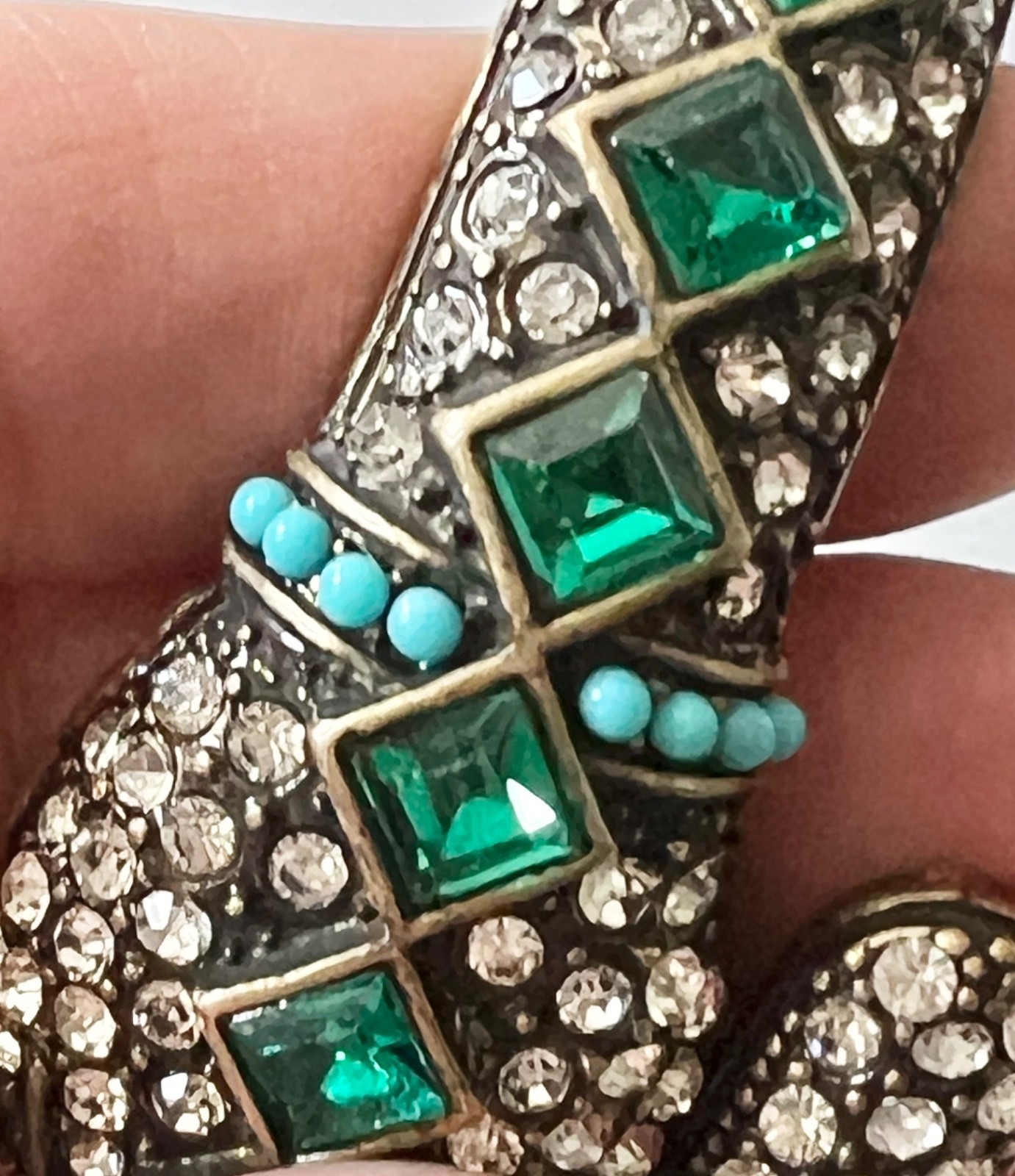 SNAKE Serpent Hinged Bracelet ruby turquoise KJL … - image 12