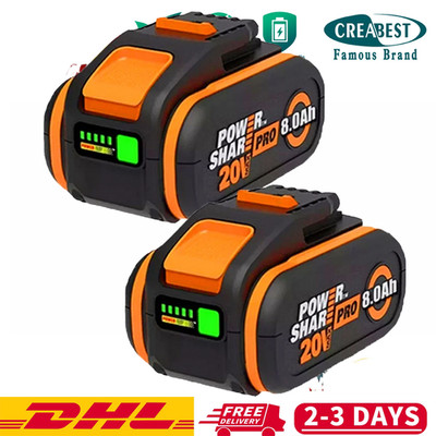2X Für Worx Original Ersatzakku 20V MAX  8.0ah Akku WA3553 WA3556 WA3551