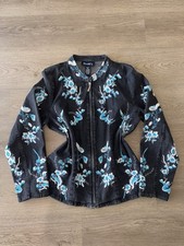 Denim Co Vintage Embroidered Floral Denim Western Boho Whimsigoth Jacket Sz S
